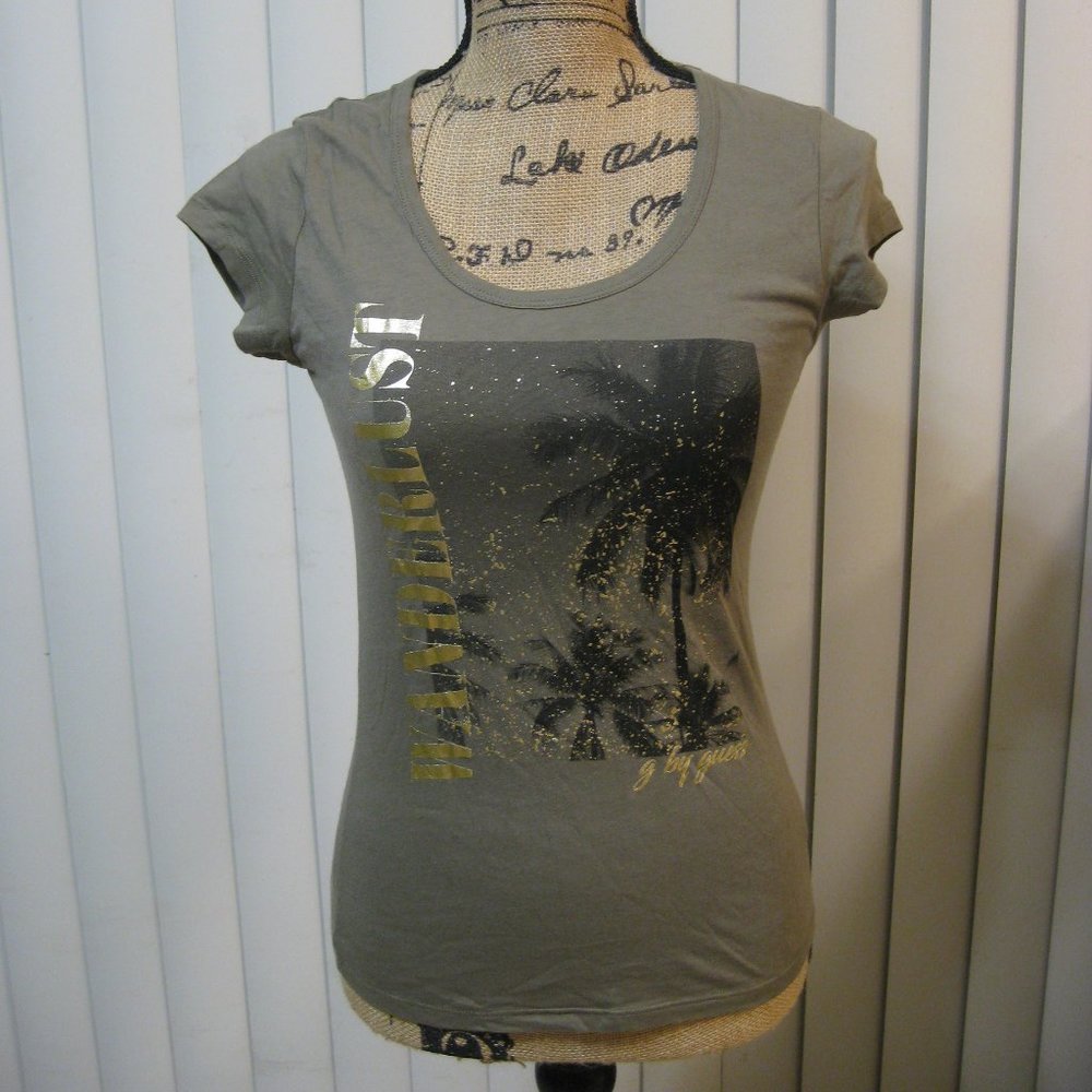 NWT Guess logo green graphic tee t shirt top XS extra small